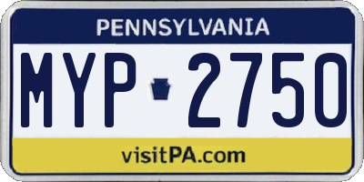 PA license plate MYP2750