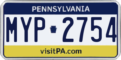 PA license plate MYP2754