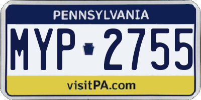 PA license plate MYP2755