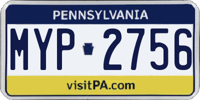 PA license plate MYP2756