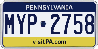 PA license plate MYP2758