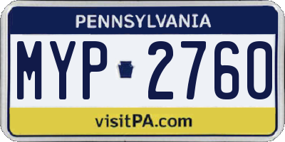 PA license plate MYP2760