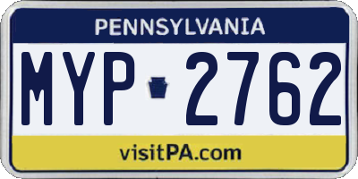 PA license plate MYP2762