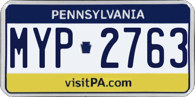 PA license plate MYP2763