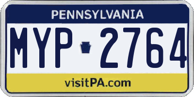 PA license plate MYP2764