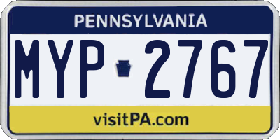 PA license plate MYP2767