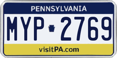 PA license plate MYP2769