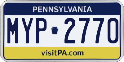 PA license plate MYP2770