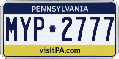PA license plate MYP2777