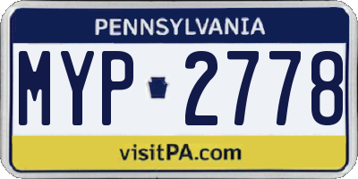 PA license plate MYP2778