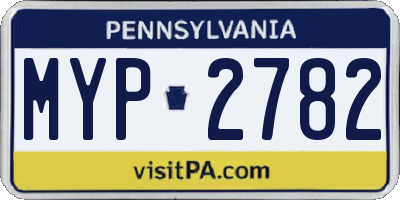 PA license plate MYP2782
