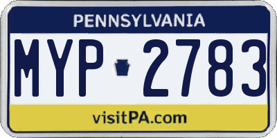 PA license plate MYP2783