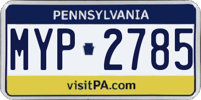 PA license plate MYP2785