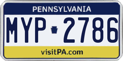 PA license plate MYP2786