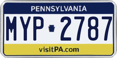 PA license plate MYP2787