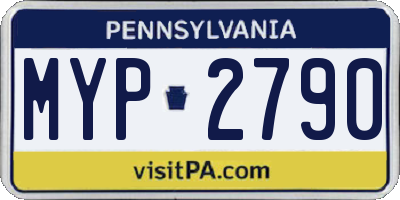 PA license plate MYP2790