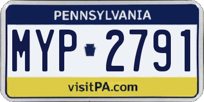 PA license plate MYP2791