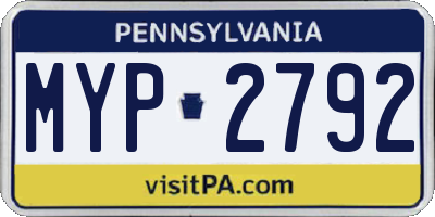 PA license plate MYP2792