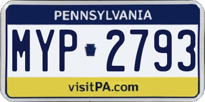 PA license plate MYP2793