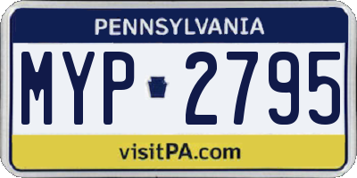 PA license plate MYP2795