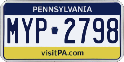 PA license plate MYP2798