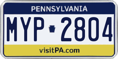 PA license plate MYP2804