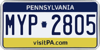 PA license plate MYP2805
