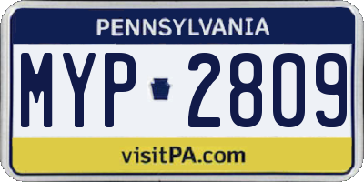 PA license plate MYP2809