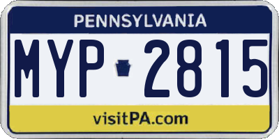 PA license plate MYP2815