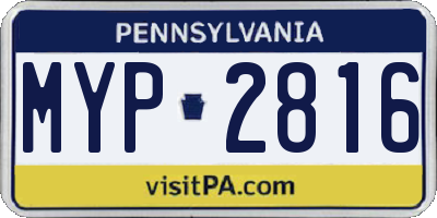 PA license plate MYP2816