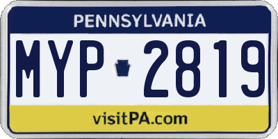 PA license plate MYP2819