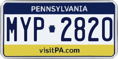 PA license plate MYP2820