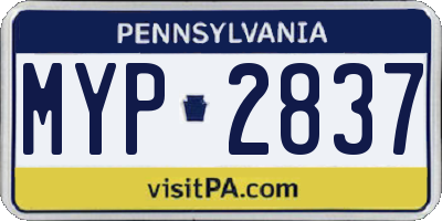 PA license plate MYP2837