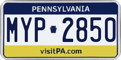 PA license plate MYP2850