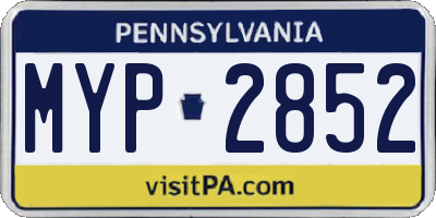 PA license plate MYP2852