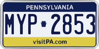 PA license plate MYP2853