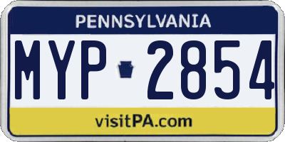 PA license plate MYP2854