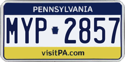 PA license plate MYP2857