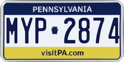 PA license plate MYP2874