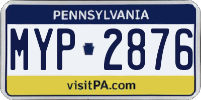 PA license plate MYP2876