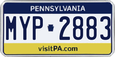 PA license plate MYP2883