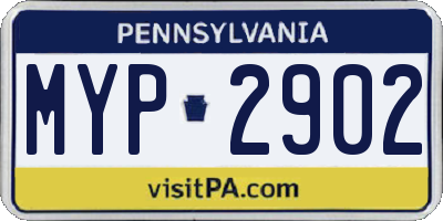 PA license plate MYP2902