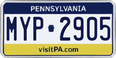 PA license plate MYP2905
