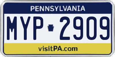 PA license plate MYP2909