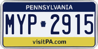PA license plate MYP2915