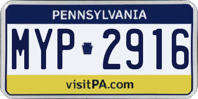 PA license plate MYP2916
