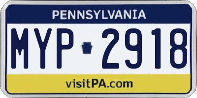 PA license plate MYP2918