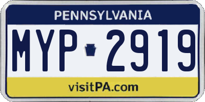 PA license plate MYP2919