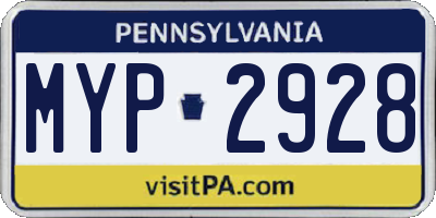 PA license plate MYP2928