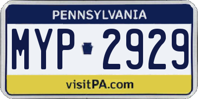 PA license plate MYP2929